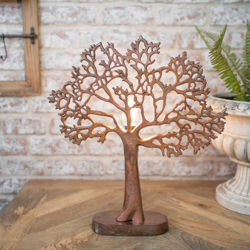 Copper Metal Tree of Life Lamp