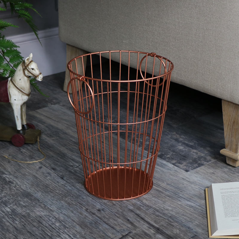 Copper Metal Waste Paper Basket bin