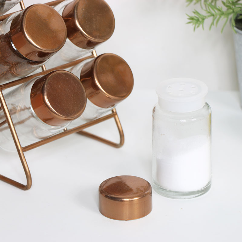 Copper Spice Rack with 6 Jars