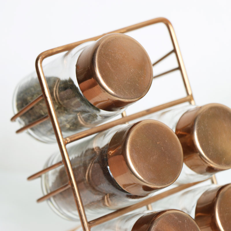 Copper Spice Rack with 6 Jars