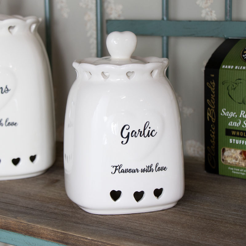 Country Heart Garlic Storage Jar
