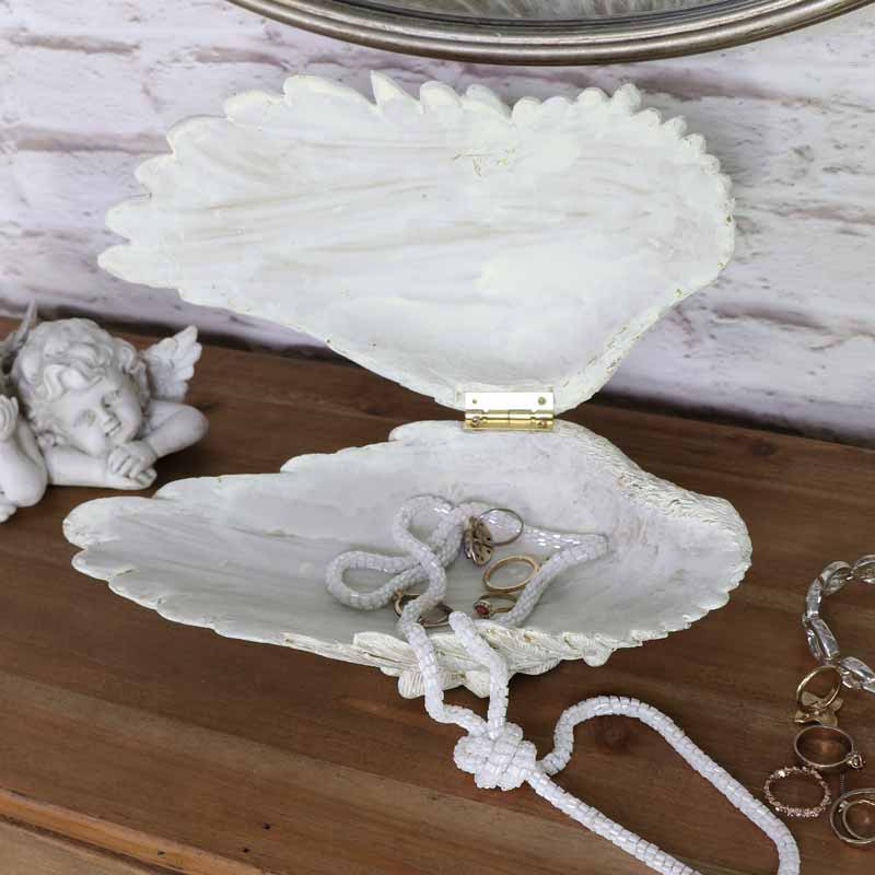 Cream Angel Wing Shaped Trinket Box