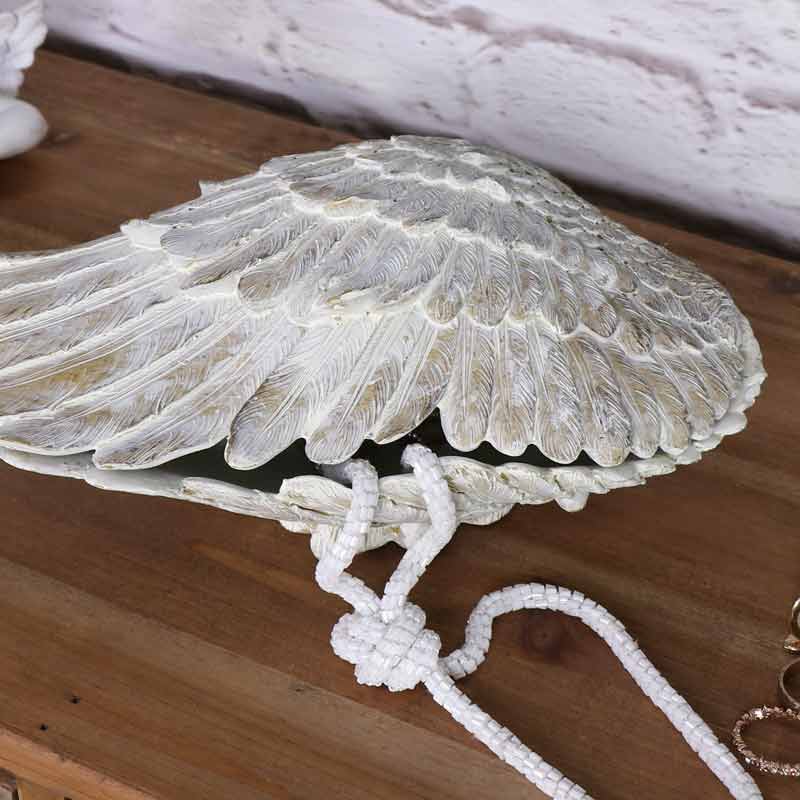 Cream Angel Wing Shaped Trinket Box