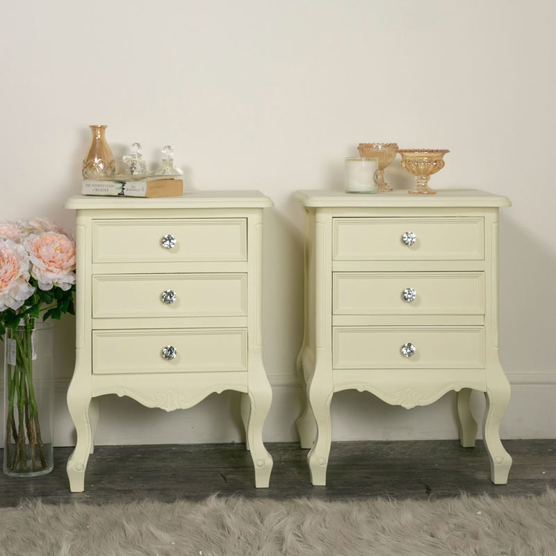 Cream Bedroom Furniture, Double Wardrobe, Chest of Drawers & Bedside Tables - Elise Cream Range