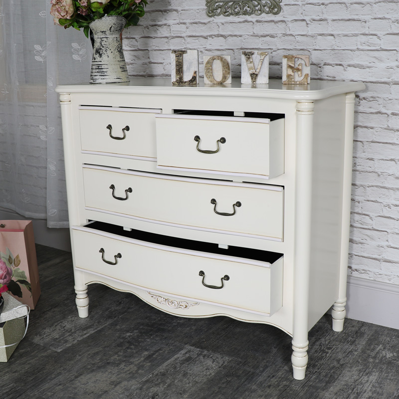 Cream Chest of Drawers and Dressing Table with Mirror - Adelise Range - EX - SHOWROOM 2008