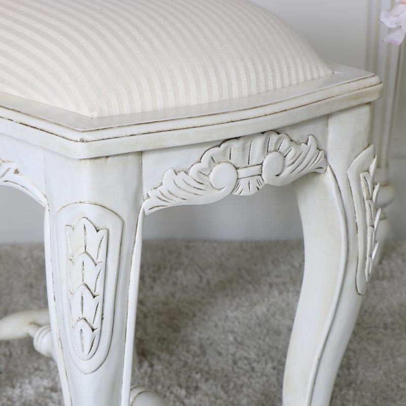 Cream Cushioned Dressing Table Stool - Limoges Range