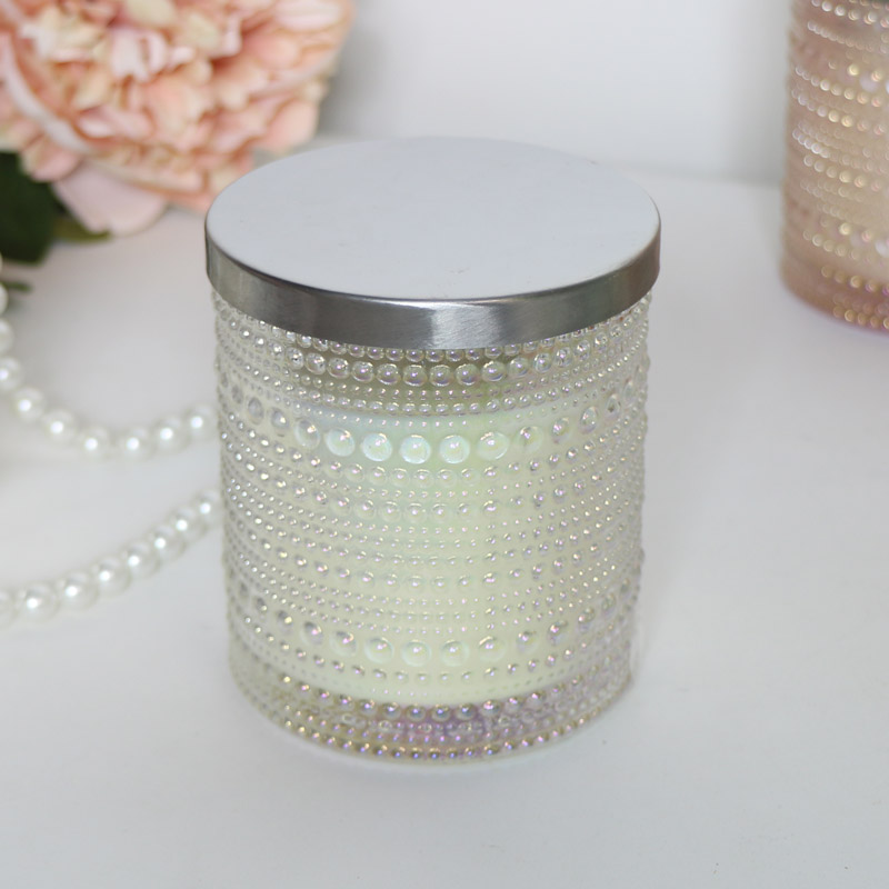 Cream Glass Candle Pot - Vanilla & Tweed 