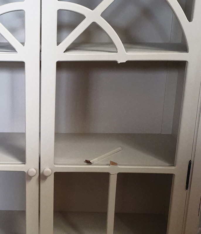 Cream Glazed Display Cabinet - Lyon Range DAMAGED SECONDS ITEM 3035