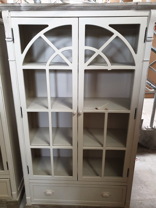 Cream Glazed Display Cabinet - Lyon Range DAMAGED SECONDS ITEM 3035