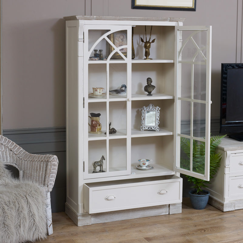 Cream Glazed Display Cabinet - Lyon Range
