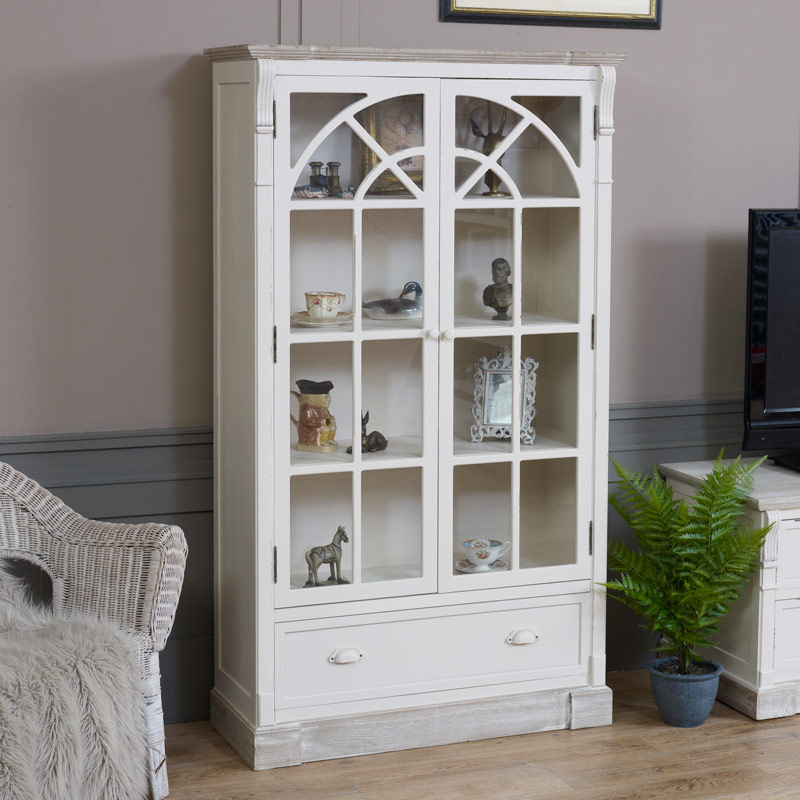 Cream display cabinet clearance with glass doors