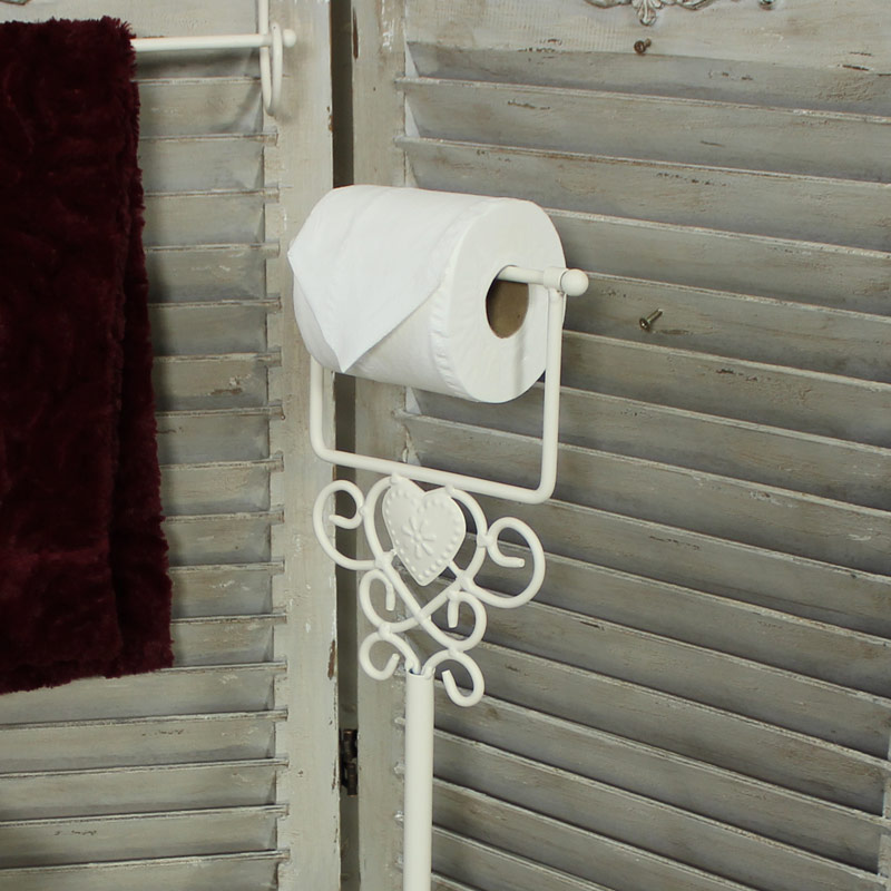 Cream Heart Free Standing Toilet Roll Holder