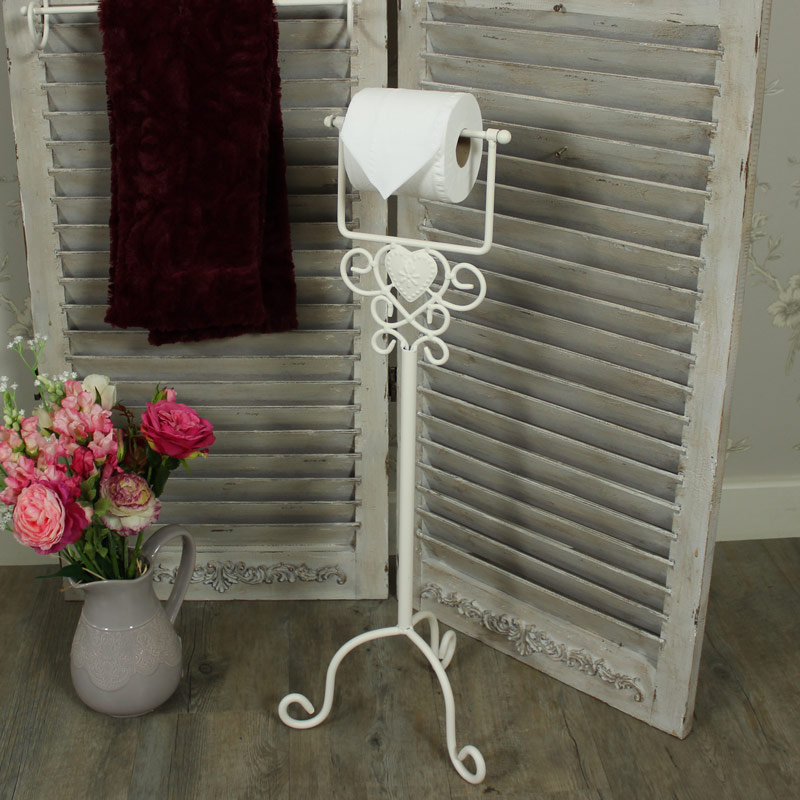 Cream Heart Free Standing Toilet Roll Holder