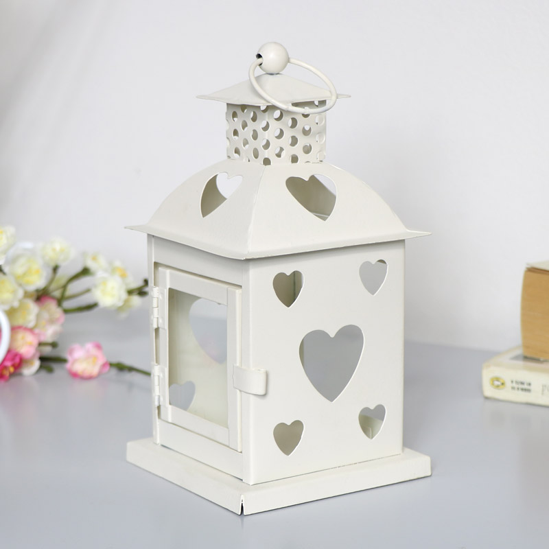 Cream Heart Tealight Candle Lantern