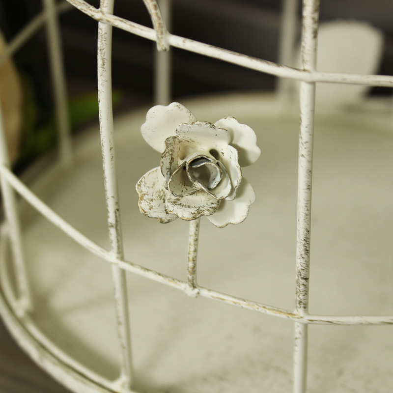 Cream Metal Decorative Bird Cage Candle Holder/Cake Stand