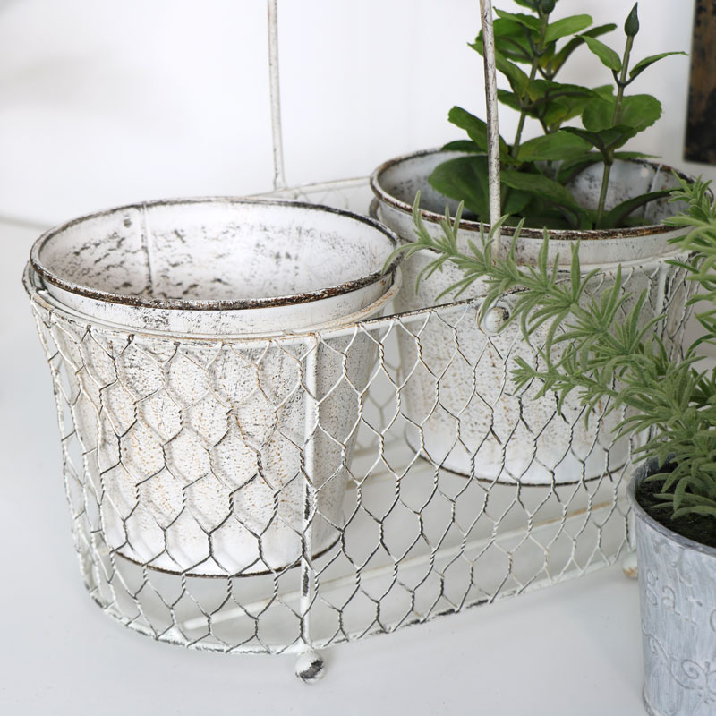 Cream Metal Garden Planter
