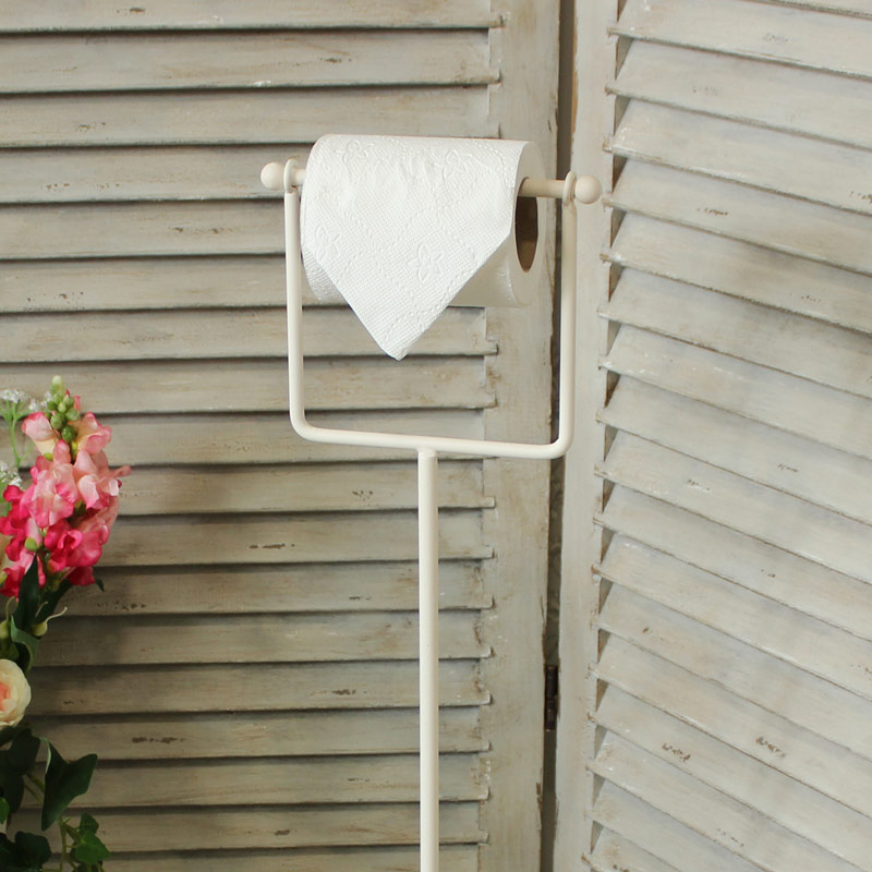 Cream Metal Toilet Roll Stand