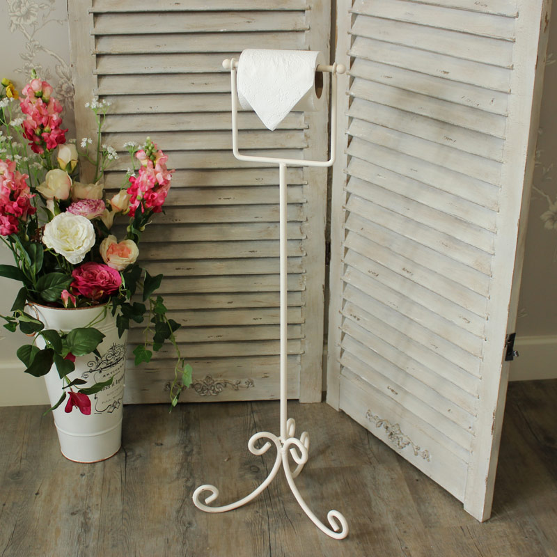 Cream Metal Toilet Roll Stand