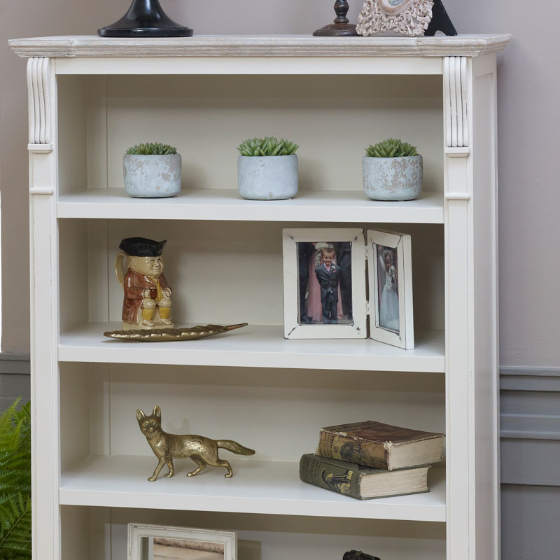 Cream Rustic Bookcase with Drawer - Lyon Range