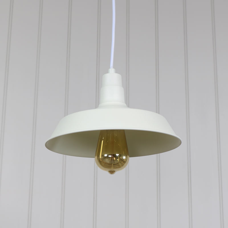 Cream Vintage Industrial Barn Style Pendant Light Fitting