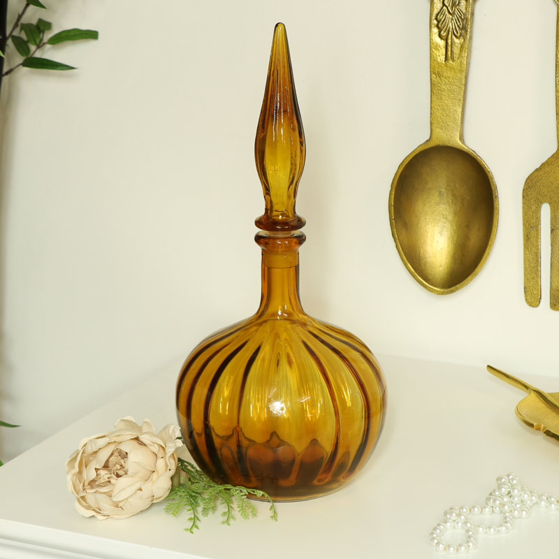 Decorative Amber Glass Apothecary Jar
