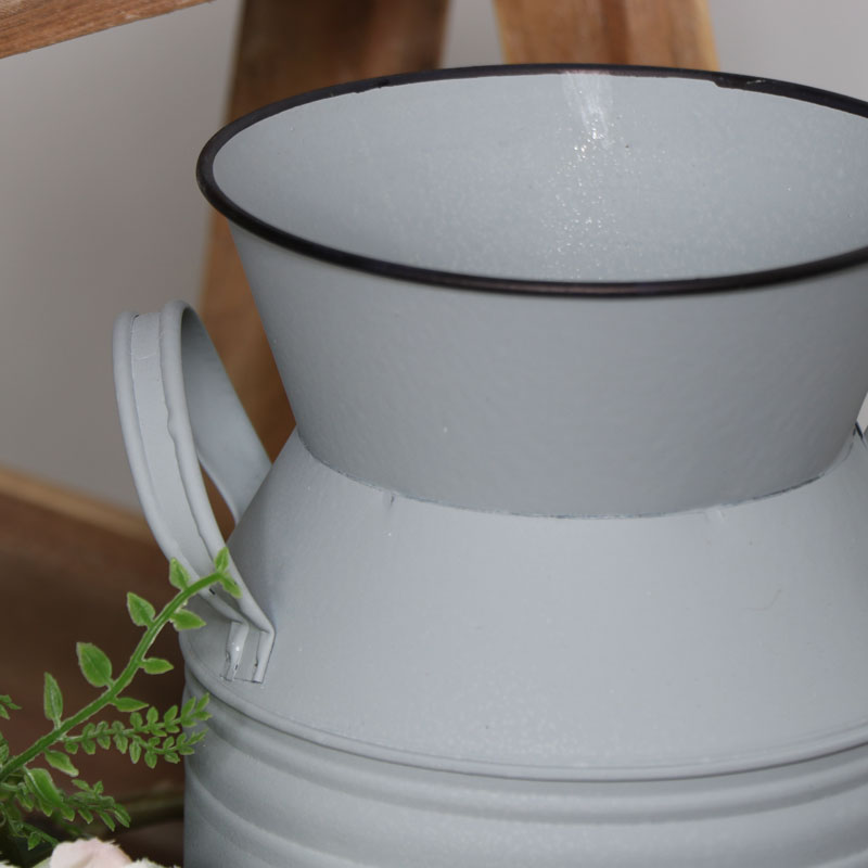 Decorative Grey Metal Churn Style Vase