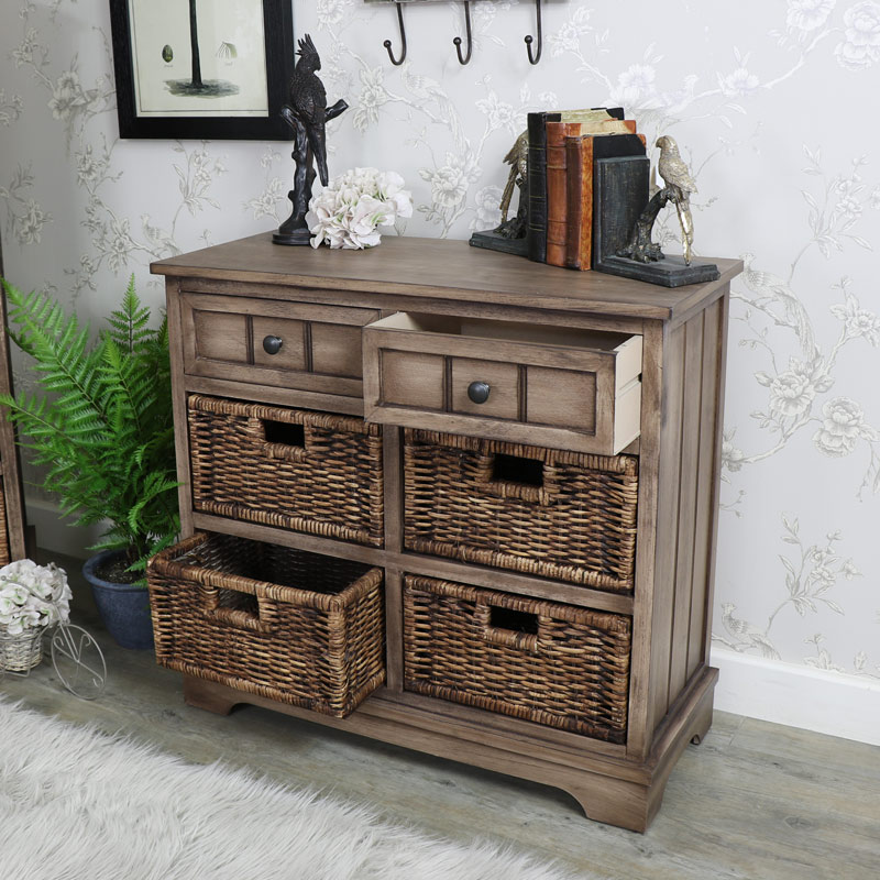 Dorchester Range - Wooden 2 Drawer 4 Basket Storage Unit