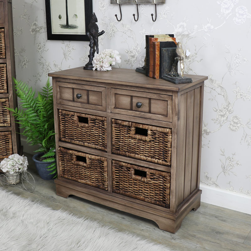 Dorchester Range - Wooden 2 Drawer 4 Basket Storage Unit