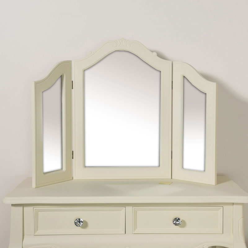 Dressing Table, Triple Mirror and Stool Set - Elise Cream Range