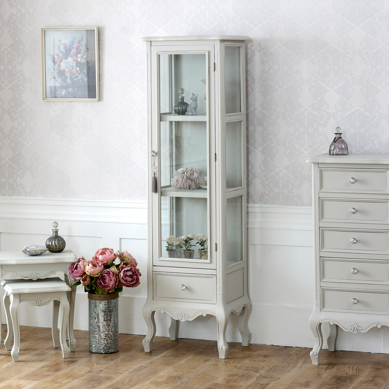 Grey Glass Display Cabinet Elise Grey Range Melody Maison