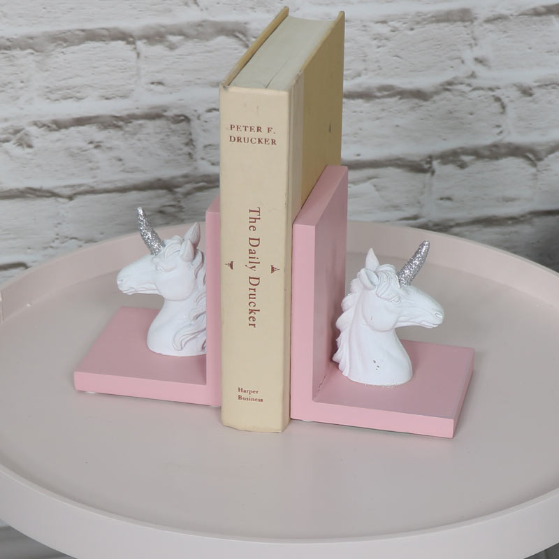 Enchanted White Unicorn Bookends