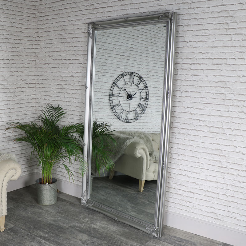 Extra, Extra Large Full Length Ornate Silver Wall/Leaner Mirror 119cm x 220cm DAMAGED SECONDS ITEM 7375