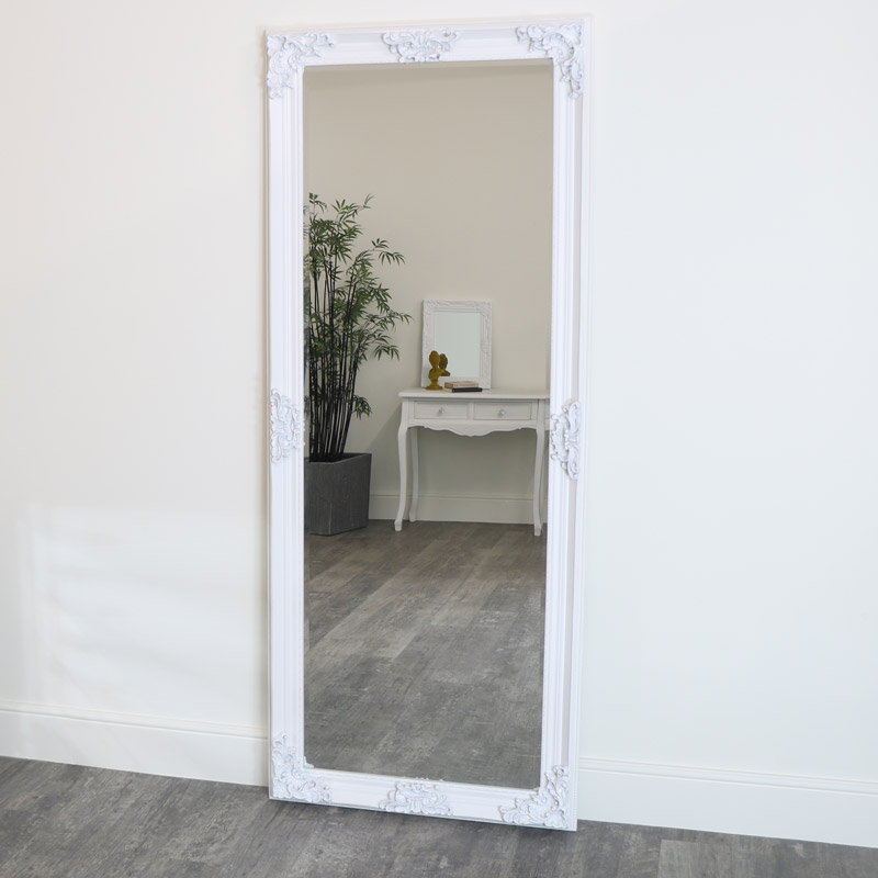 Extra Large Ornate White Full Length Wall Floor Mirror 85cm X 210cm Full Length Wall Floor Mirror 85cm X 210cm, White Shabby Chic Full Length Wall Mirror