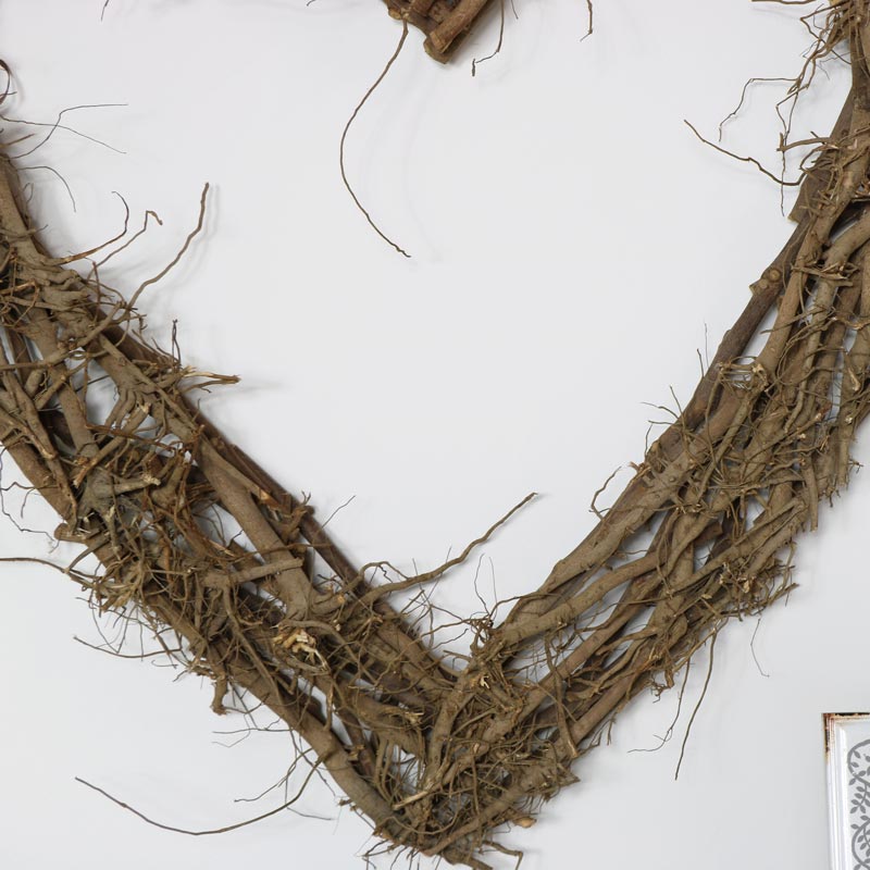 Extra Large Natural Rustic Twig Heart Wall Art