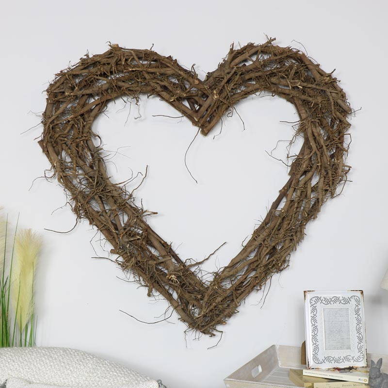 Extra Large Natural Rustic Twig Heart Wall Art