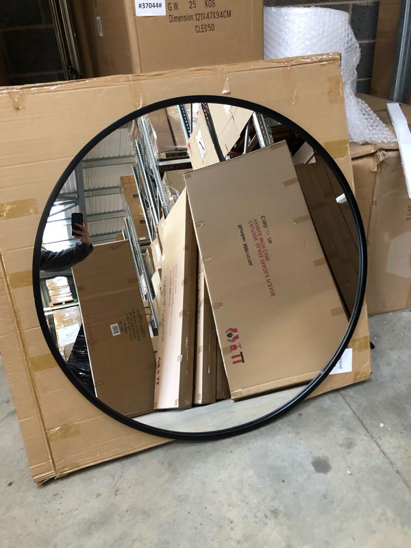 Extra Large Round Black Wall Mirror 120cm x 120cm DAMAGED SECONDS ITEM 2911 