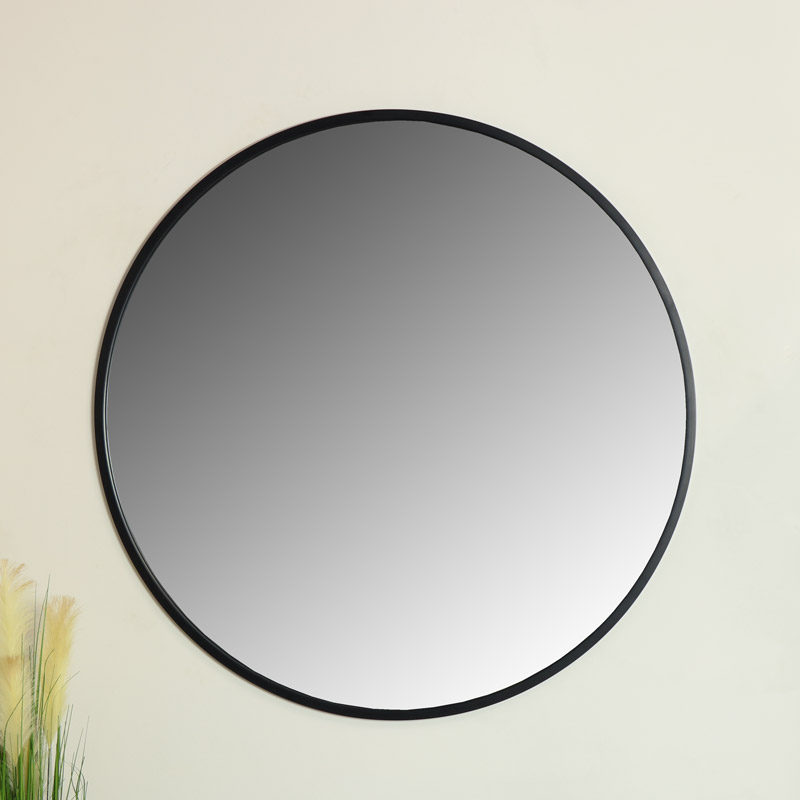 Extra Large Round Black Wall Mirror 120cm x 120cm DAMAGED SECONDS ITEM 2911 