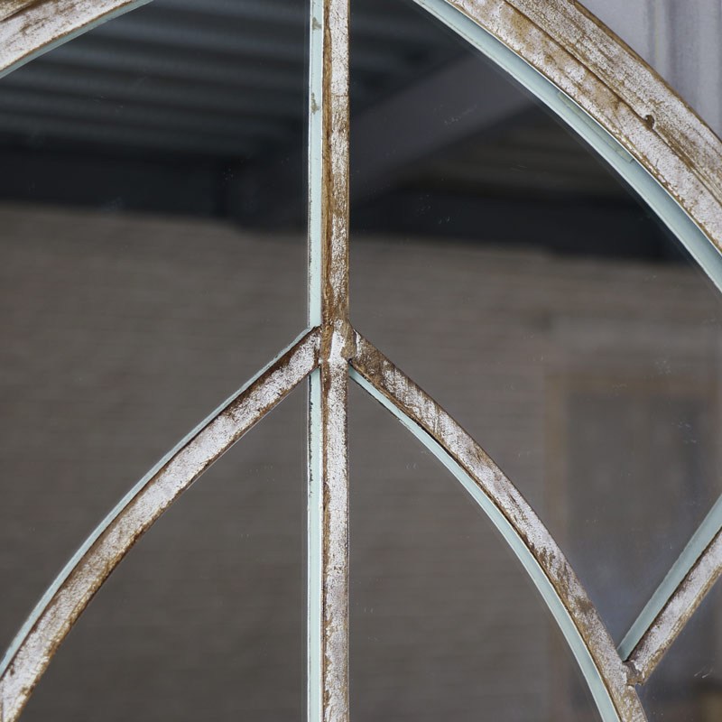 Large Rustic Arched Window Mirror