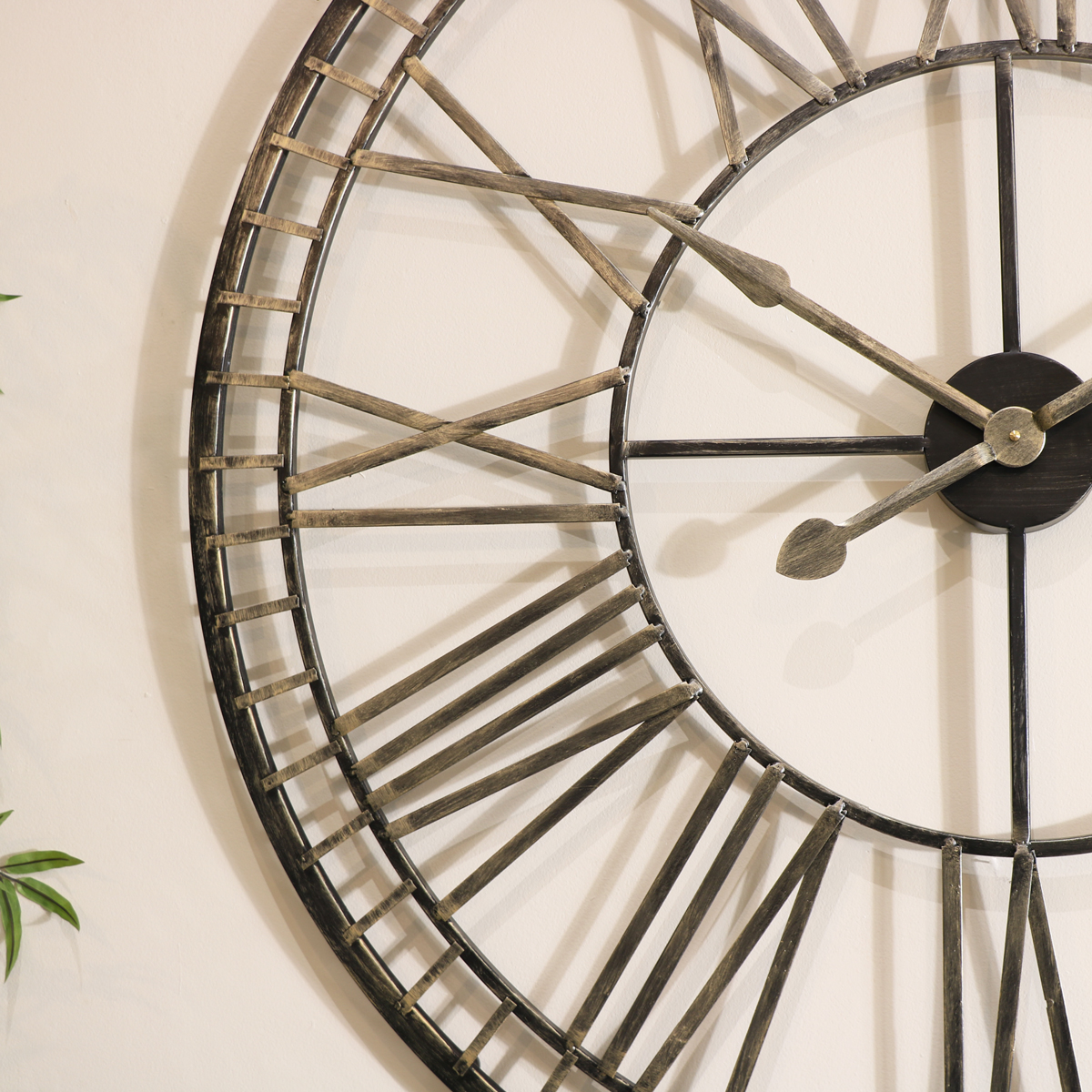 Extra Large Rustic Gold Skeleton Wall Clock