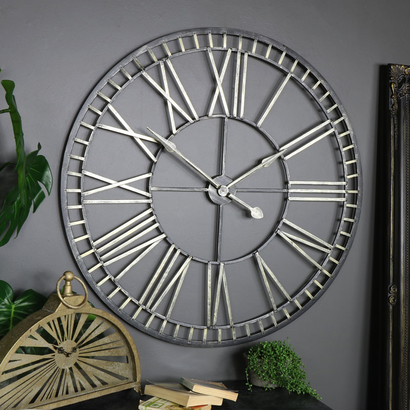 Extra Large Rustic Gold Skeleton Wall Clock - Large Rustic Wall Clocks