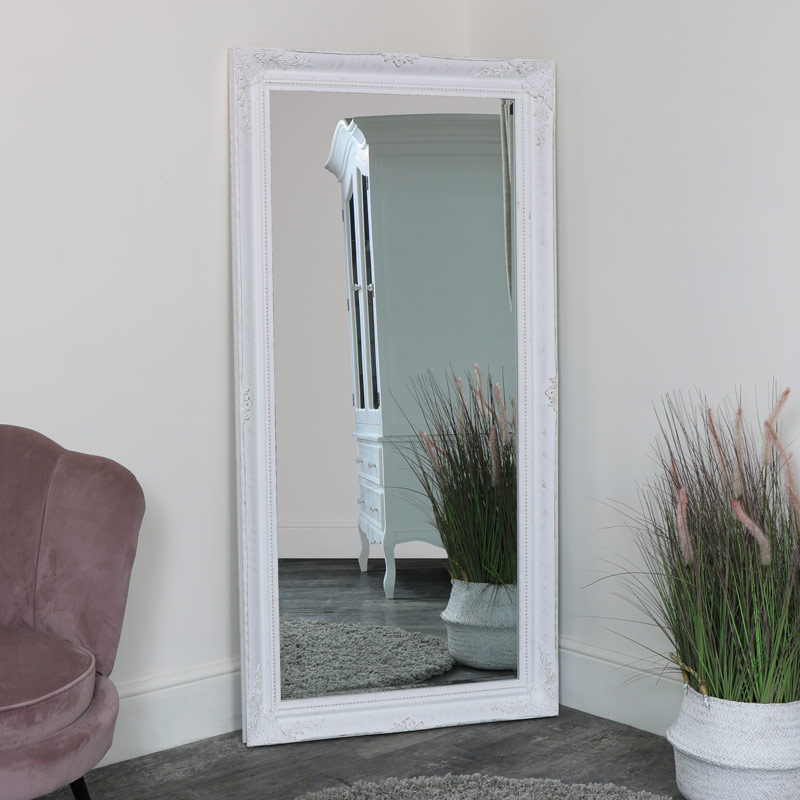 Extra Large White Ornate Wall Mirror Melody Maison