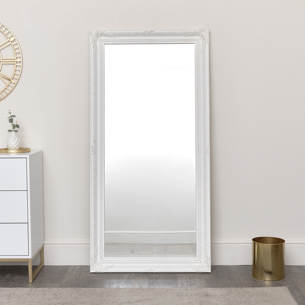 Extra Large White Wall Floor Mirror 158cm X 78cm White Wall Floor Mirror 158cm X 78cm, Large Ornate White Wall Floor Mirror 92cm X 168cm