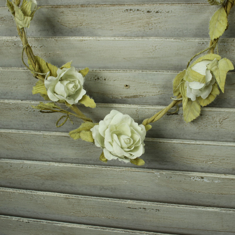 Fabric Cream Rose Love Heart Hanging Wreath