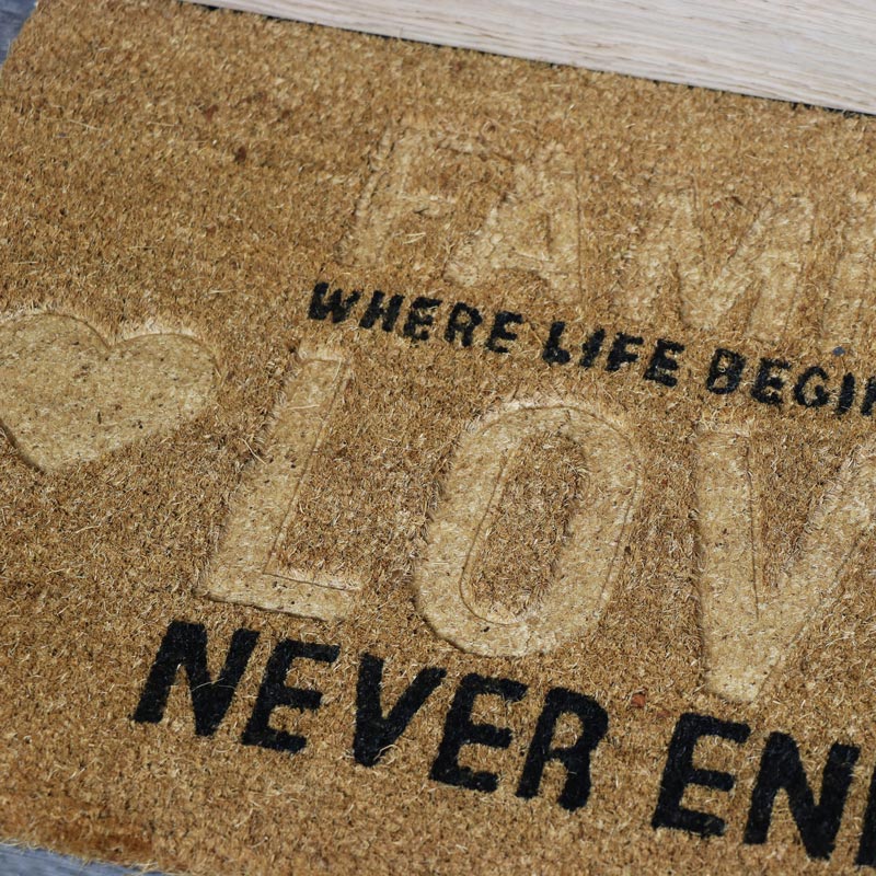 Family &  Love Coir Door Mat