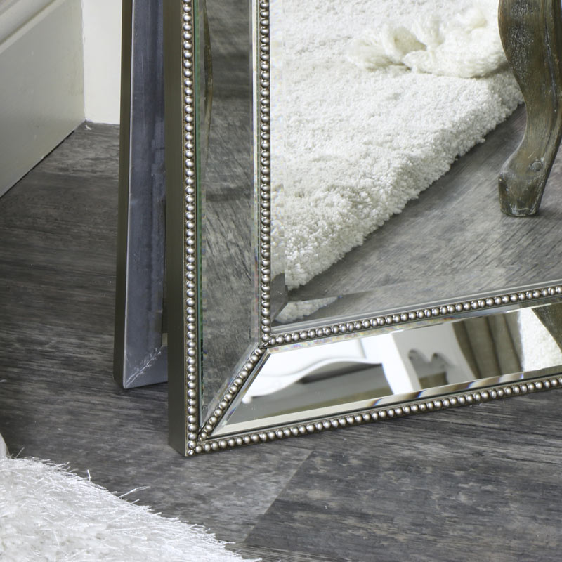 Floor Standing Bevelled Pewter Cheval Mirror