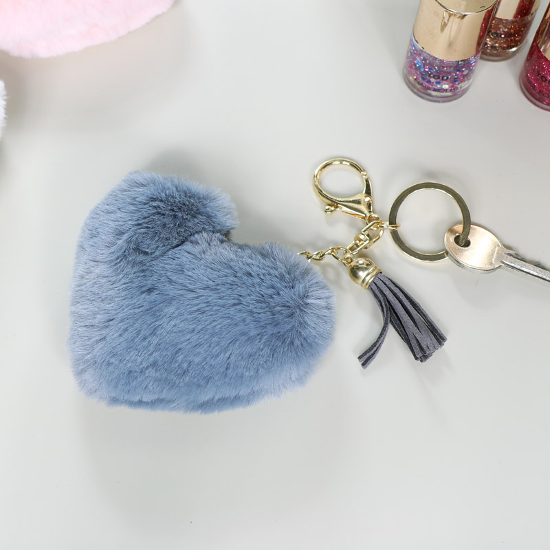 Fluffy Grey Heart Keyring / Bag Charm