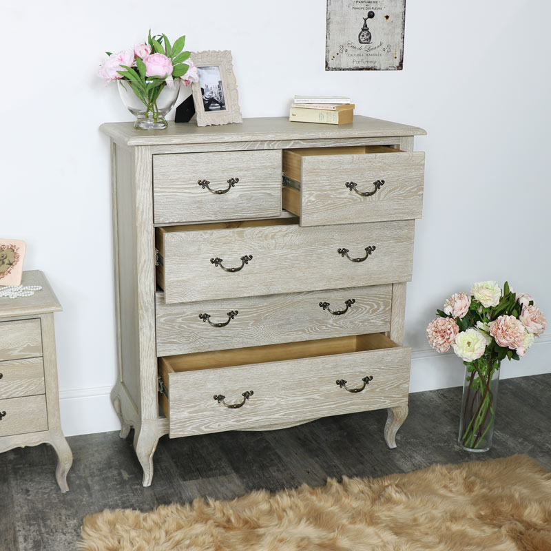 French Style 5 Drawer Chest of Drawers - Brigitte Range