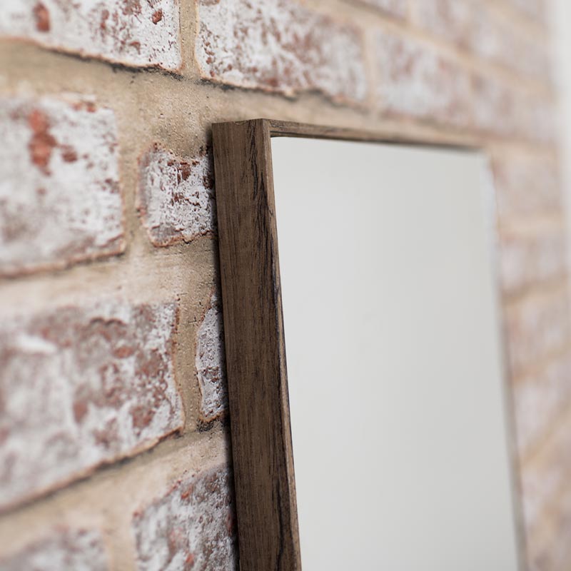Full Length Wall Mirror With Dark Wood Frame 31cm X 121cm