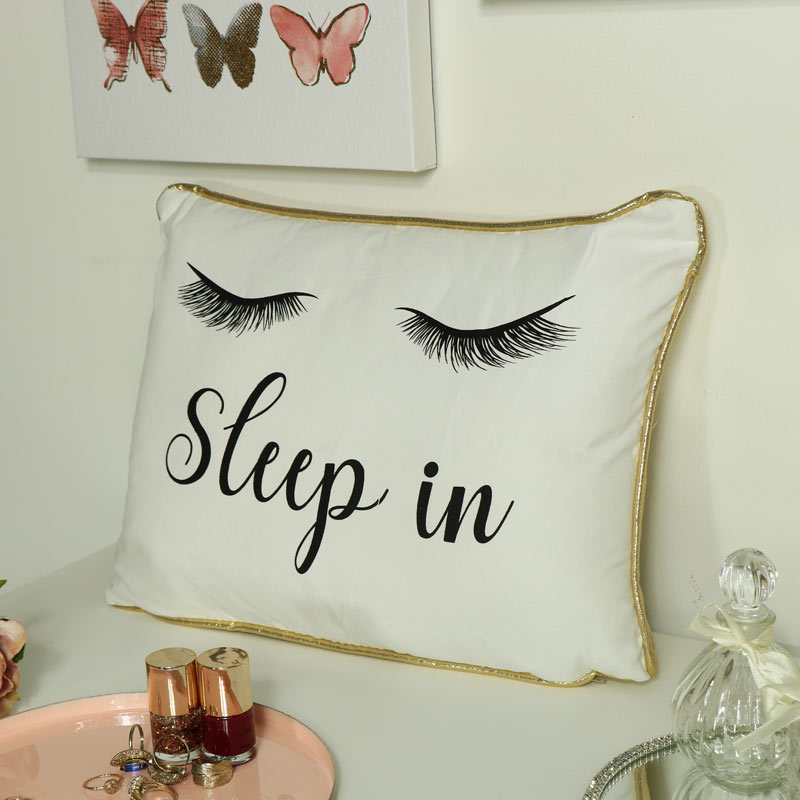 Glam White & Gold Eyelash Scatter Cushion