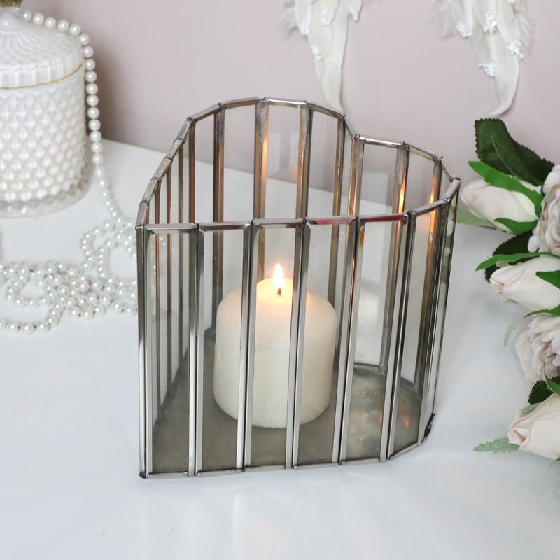 Glass Heart Candle Holder - Large